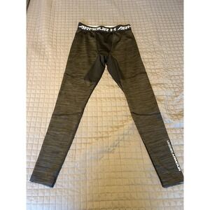 Under Armour Mens Small Heat Gear Grey Black Compression Leggings